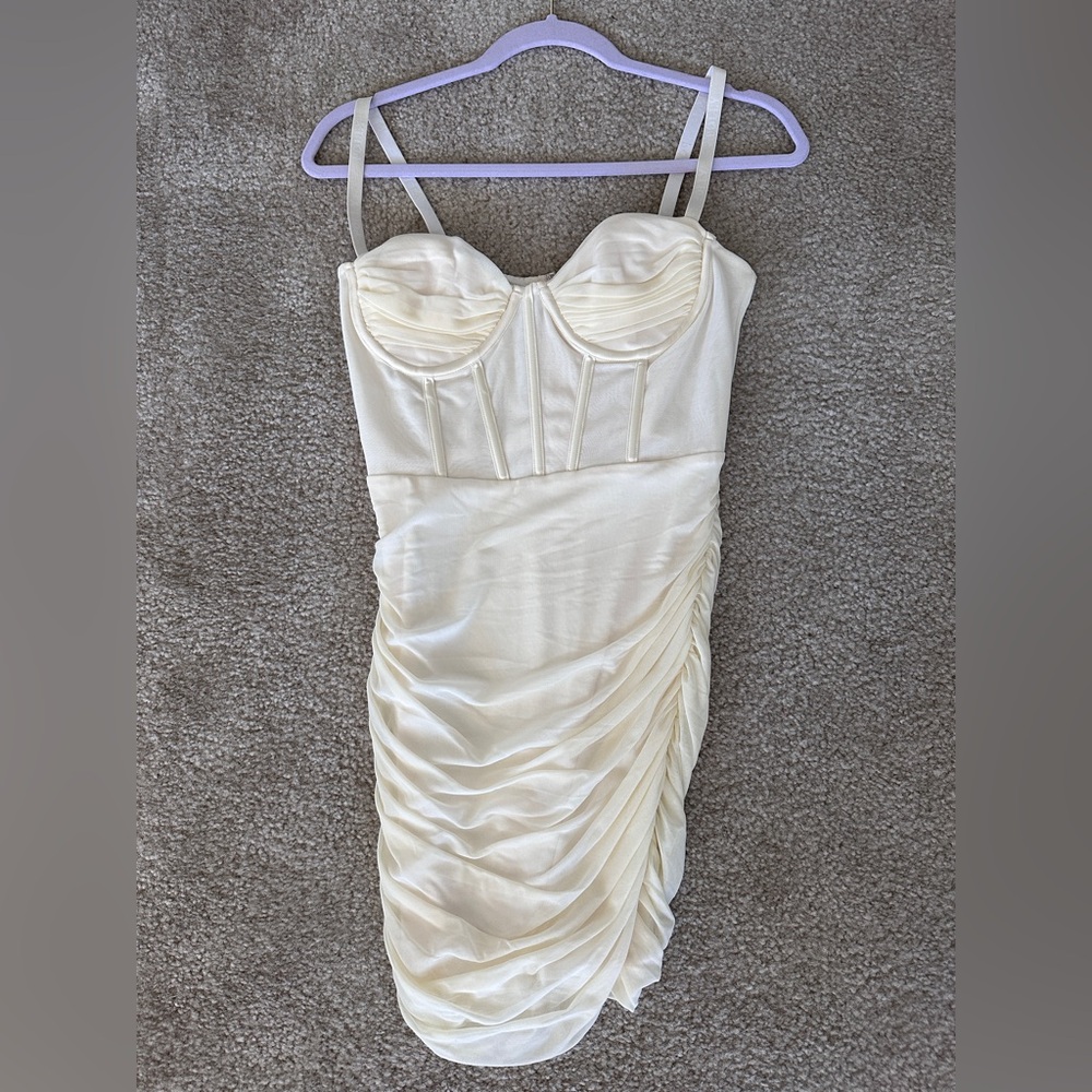 Oh Polly bodycon mini dress ivory color